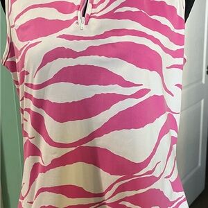 Tzu Tzu Pink and White Zebra Print Golf Tank Top